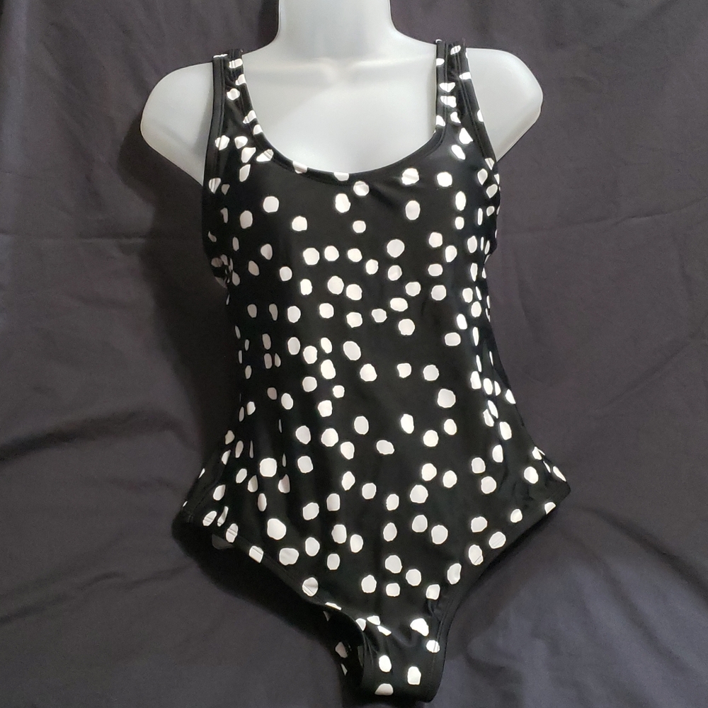 Kona Swimsuit Black & White Poke-a-Dot Sm (4-6)